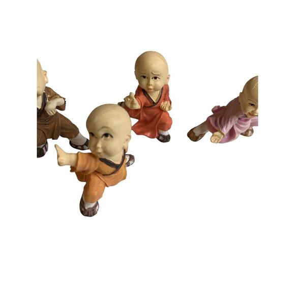 Vintage Set of 4 Baby Monk Resin Figurines Happiness 2.5" - Picture 4 of 9